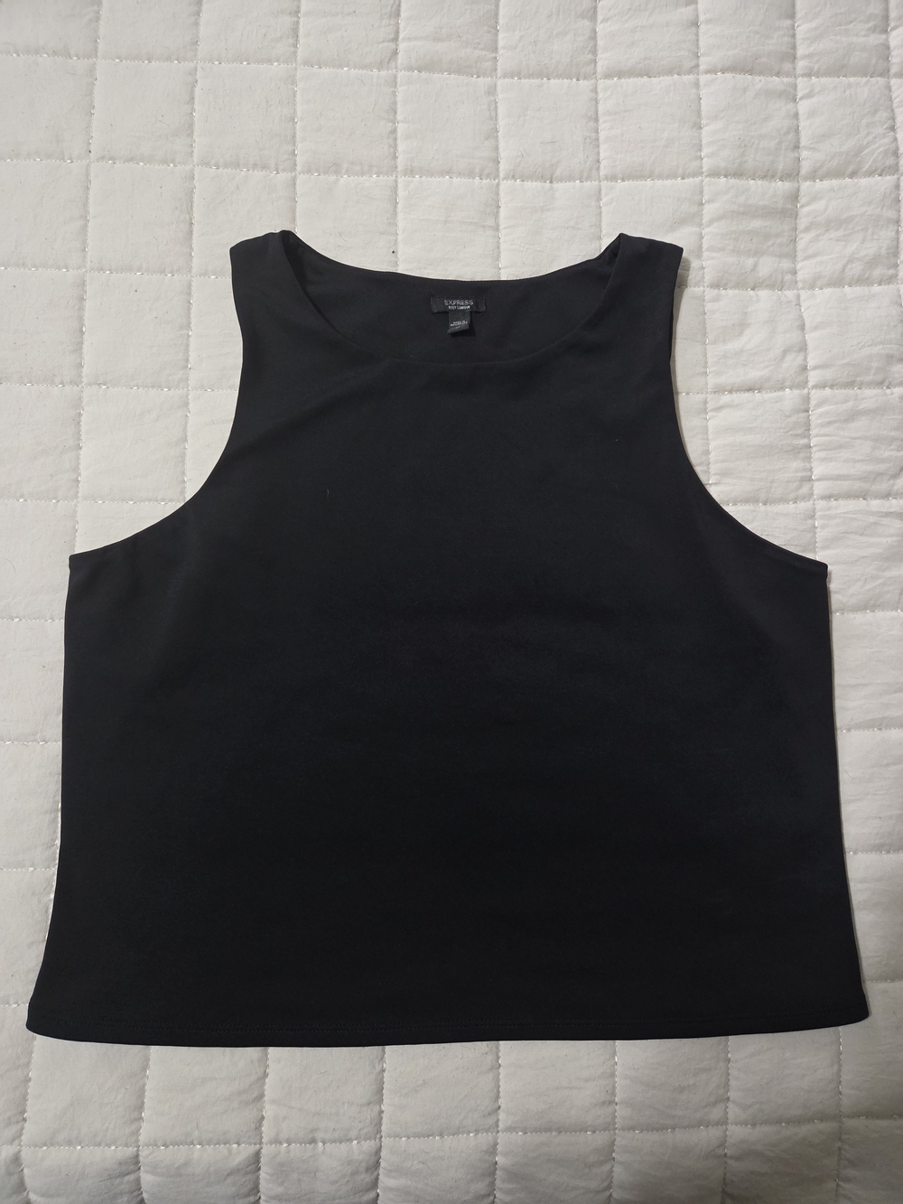 Express Black Cropped Tank with High Scoop